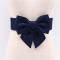 Fashional Coated One Piece Blue Color Elastic Bow Women Fabric Belts